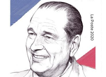 Timbre de Jacques Chirac, réalisé par Sarah Bougault. Sera émis par La Poste en septembre 2020.